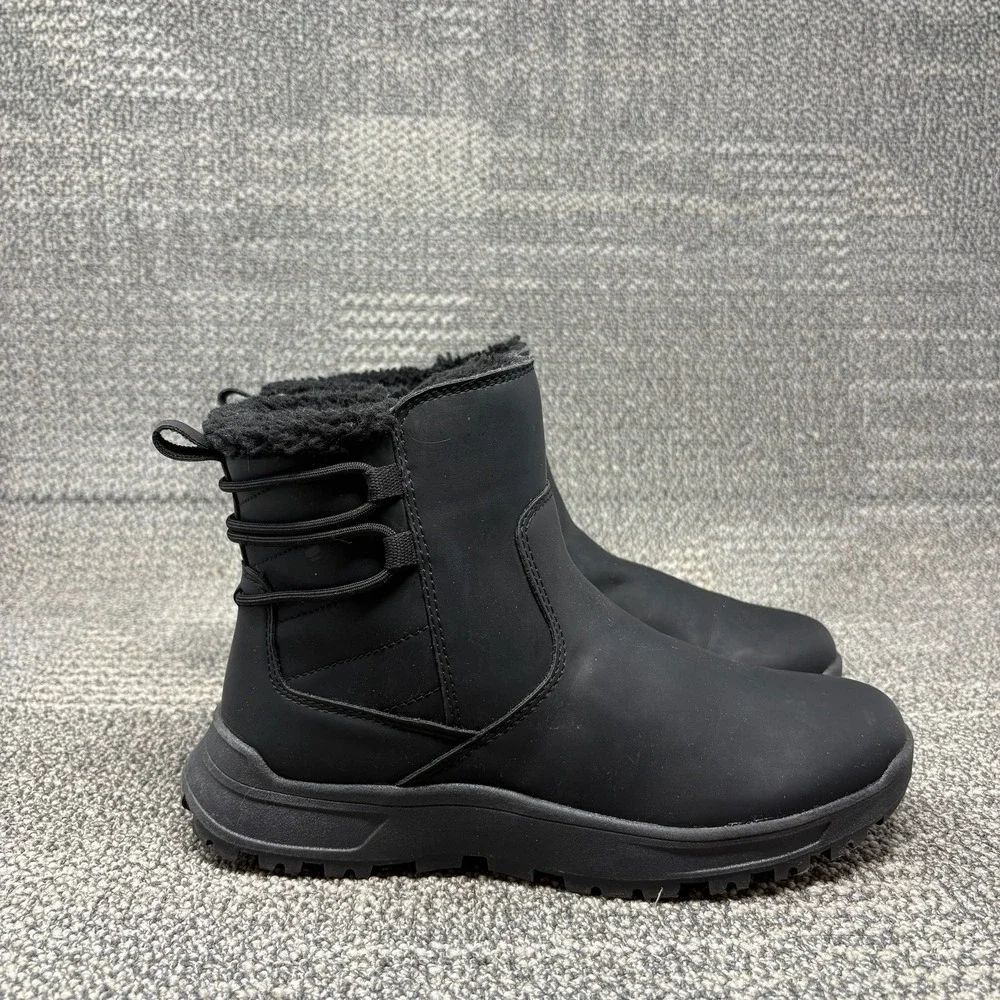 Eddie Bauer Siren Women's Size 8 Black Faux Fur Lined Winter Ankle Boots Zip